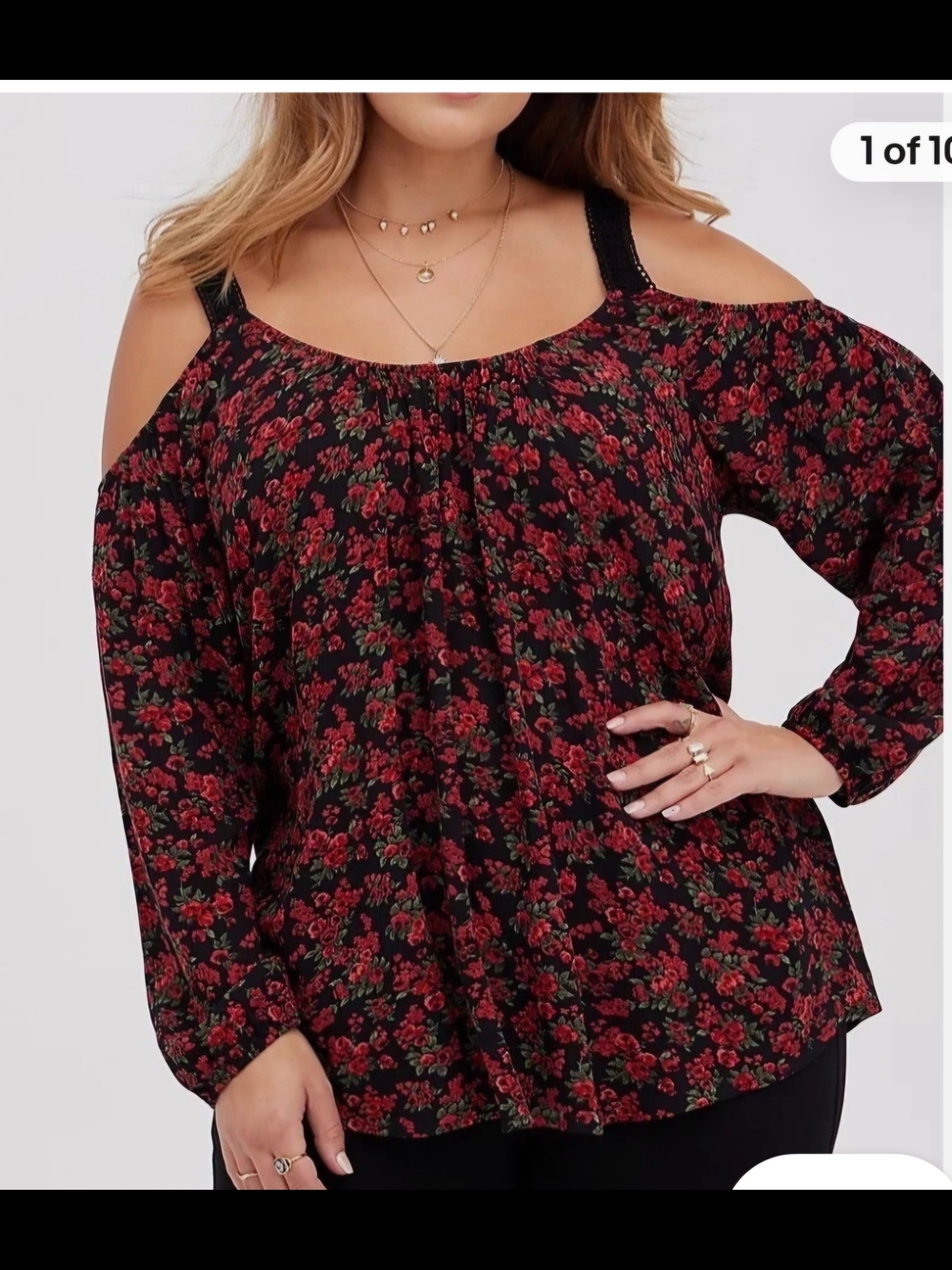 Torrid Floral Peek A Boo Shoulder Blouse. Adjustable Lacy Straps. Size 2xl